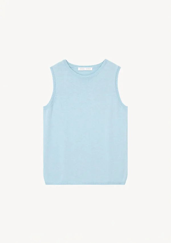 Sleeveless Cotton Knit in Sky Blue