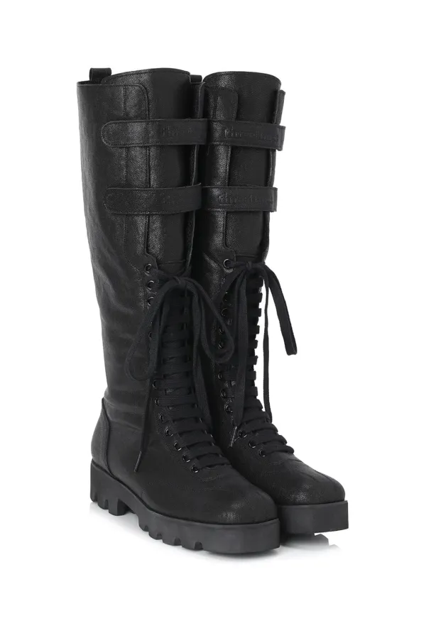 Moto lace-up boots