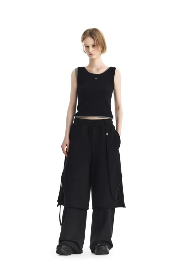 TMB Layered Strap Sweat Pants [ Black ]