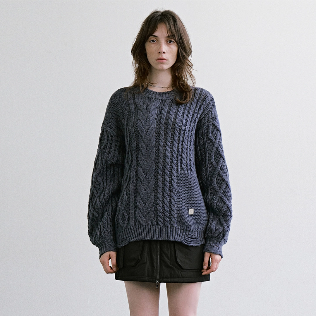 트리밍버드 Multi-Texture Knit Pullover [ Blue ] 상품 이미지 2