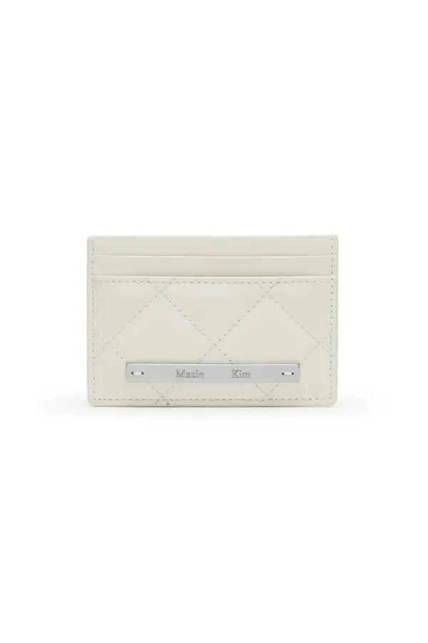 PUFF QUILT CARD WALLET IN IVORY