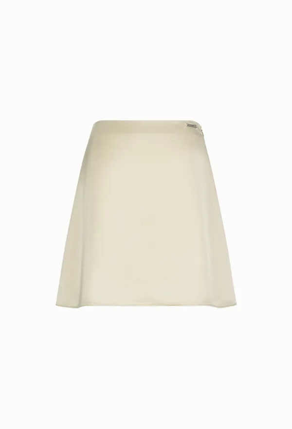 Bonita Satin Mini Skirt (Beige)