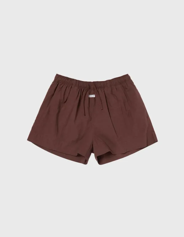 STRIPED JACQUARD BANDING SHORTS / Burgundy