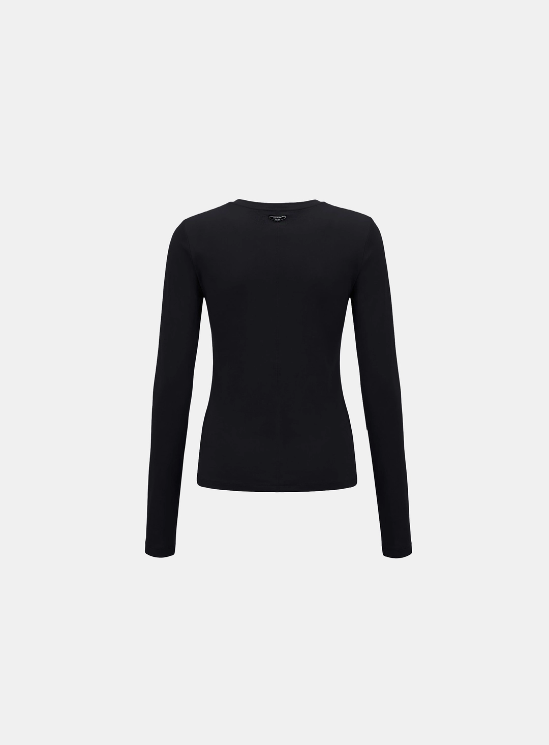 배드블러드 [w-tee26-060] Sleek Cotton Henley Neck Long Sleeve T-Shirt - Black 상품 이미지 2