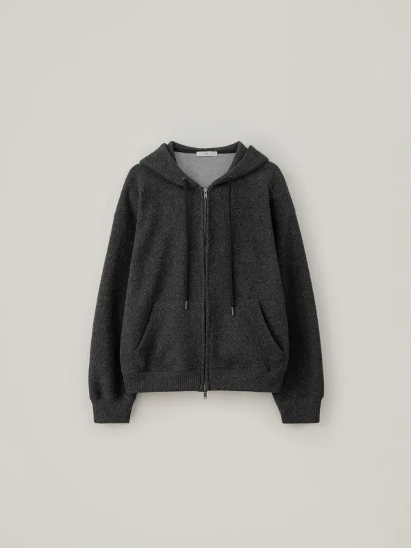 Wool Hoodie Zip-Up - Charcoal