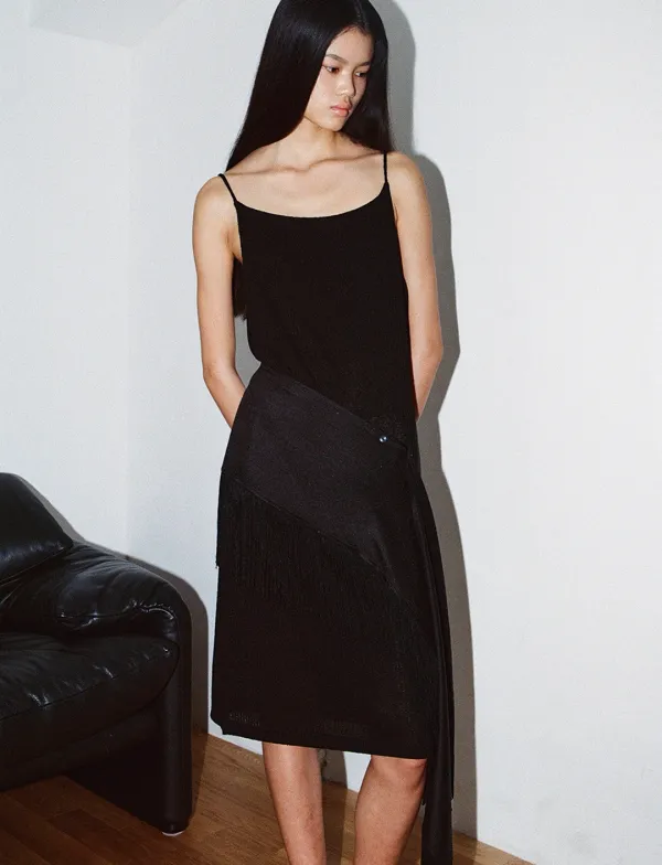 midi knit dress - black