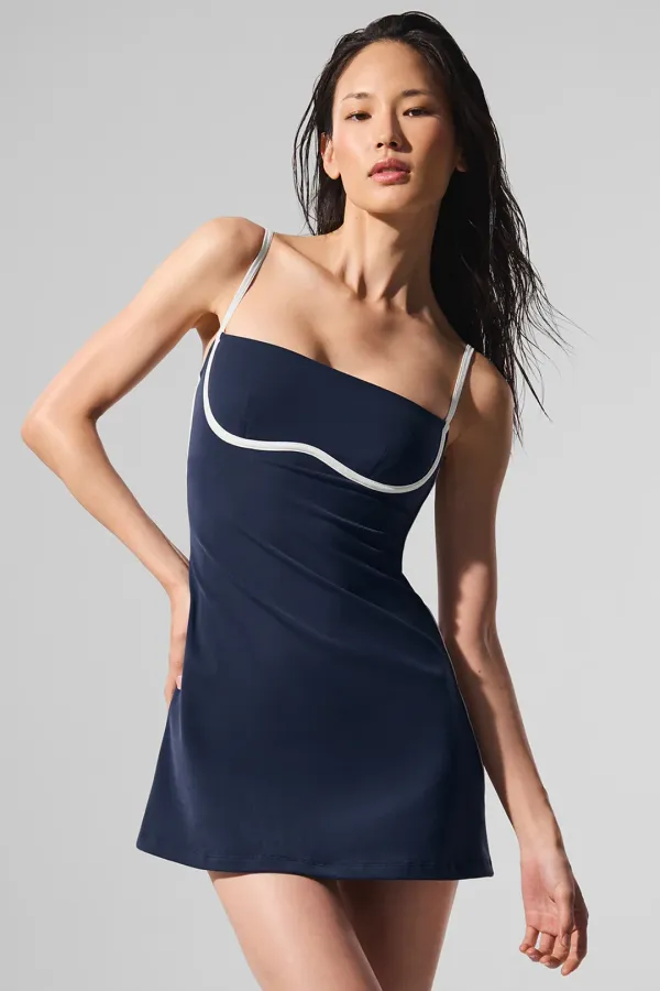 Airbrush Streamlined Dress - Navy/Ivory