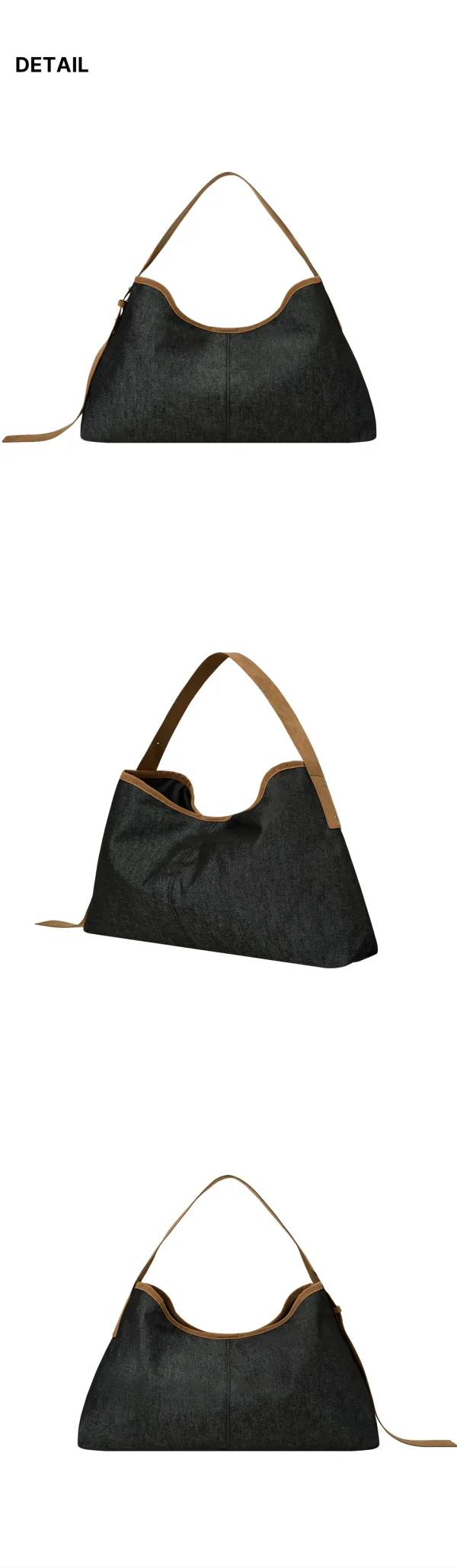 DENIM SLOUCH SHOULDER BAG-BLACK