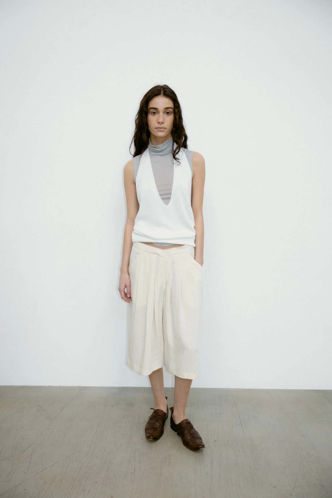 리포스 LYOCELL SILK RIBBED TOP (IVORY) 상품 이미지 2