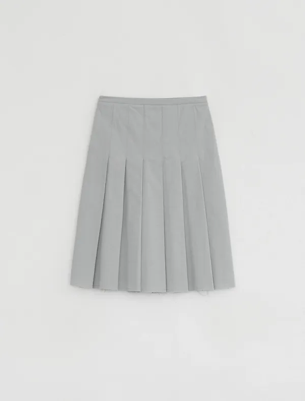 COTTON PLEATS SKIRT [GREY]