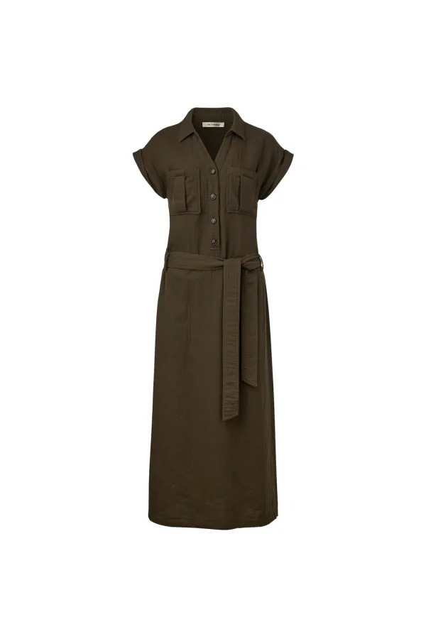 VINTAGE WASHED SHIRT DRESS [BROWN]