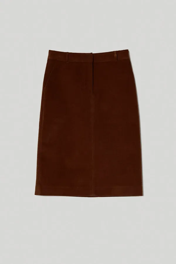 Corduroy h-line skirt (Brown)