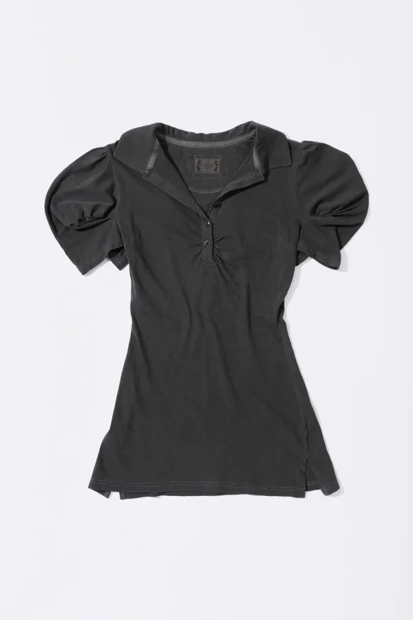 Shirring Tennis Dress Washed Black