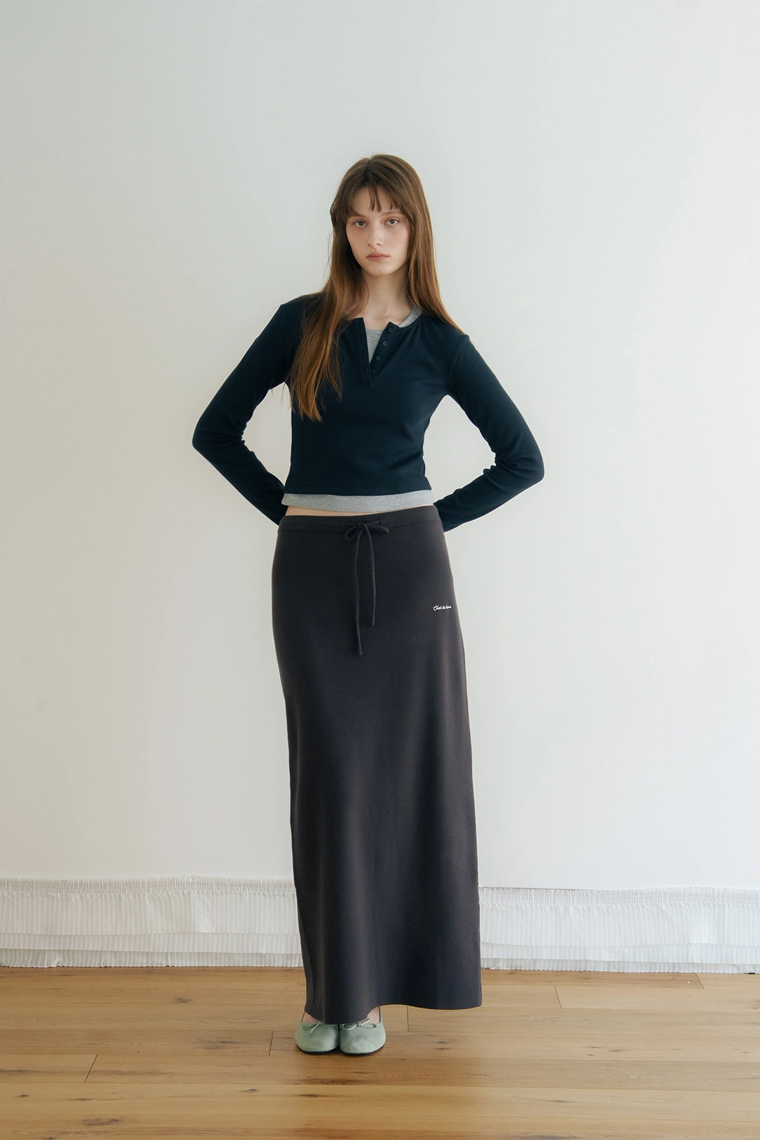 샤드라마 FLOWING RIP LOUNGE SKIRT [CHARCOAL] 상품 이미지 2