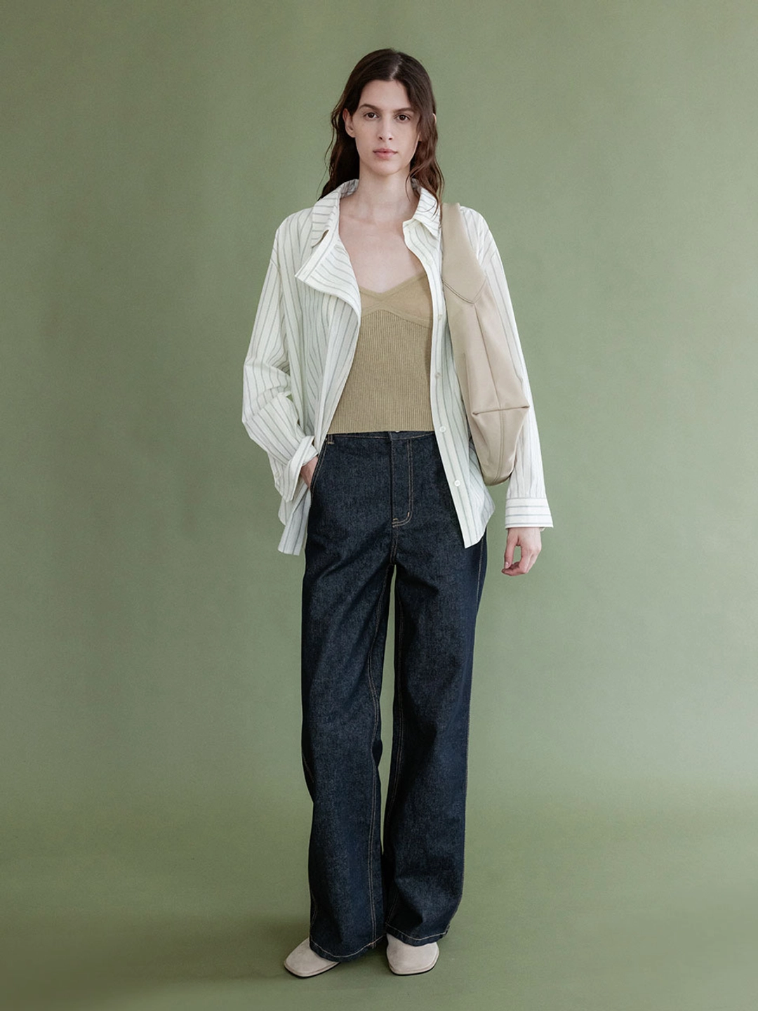 루에브르 Asymetric Double Placket Stripe Shirt SW5AB326-09 상품 이미지 1