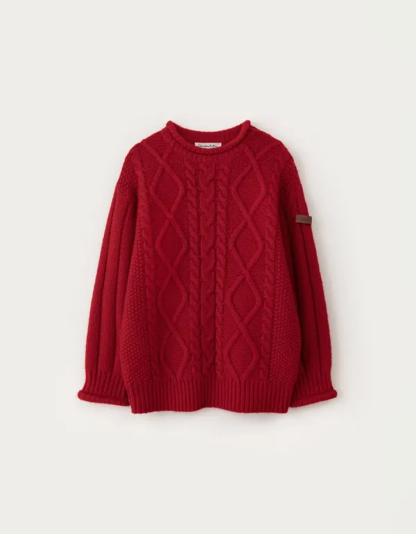 Bens Cable Wool Knit - Red