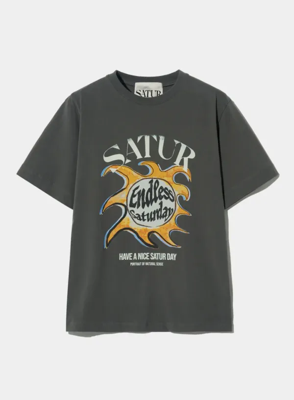 Sun Retro Graphic T-Shirt - Retro Charcoal
