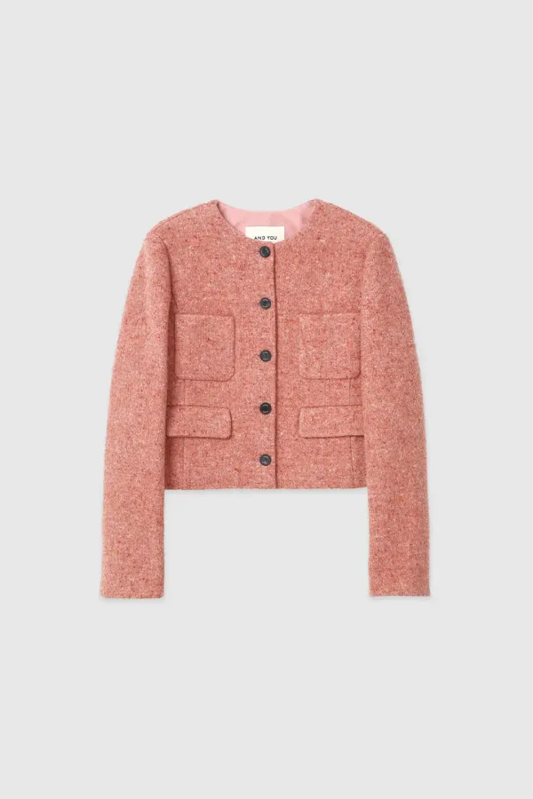롤란 노카라 숏 자켓 (Pink)