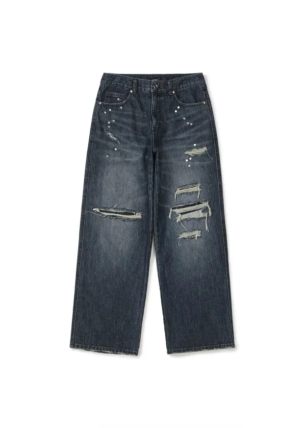 DESTROYED RIVET DENIM (NAVY)