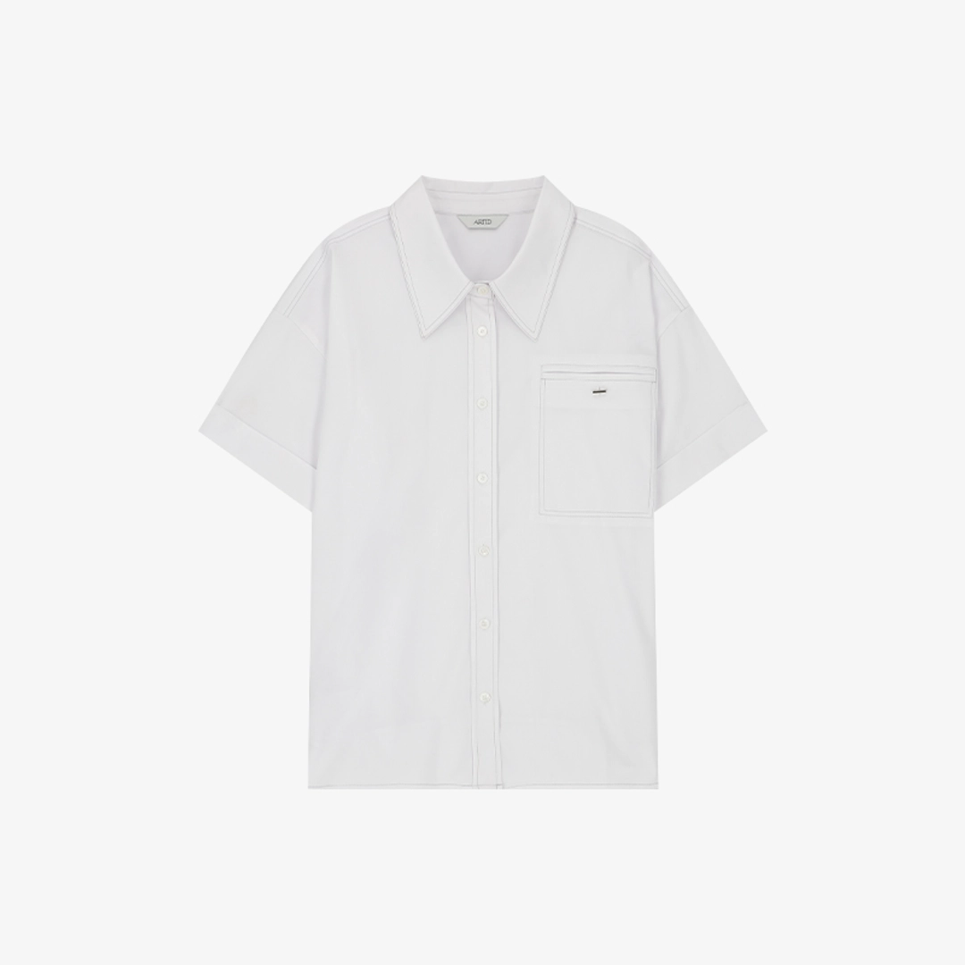 아티드 스티치 포인트 링클 프리 반팔 셔츠_WHITE 상품 이미지 1