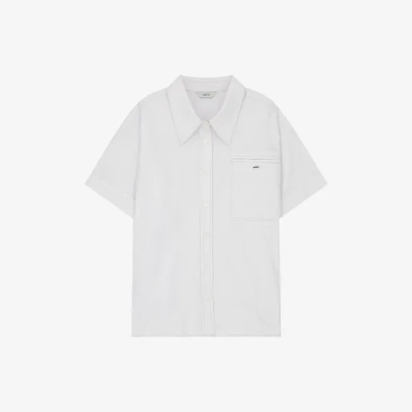 스티치 포인트 링클 프리 반팔 셔츠_WHITE