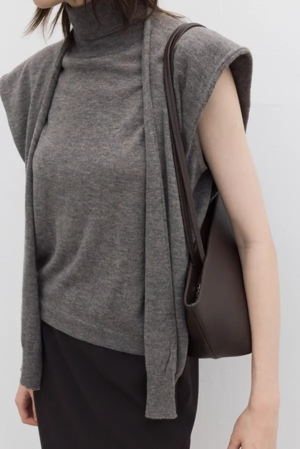 Wool High Neck Sleeveless Knit (Beige / Brown / Dark Gray / Black)