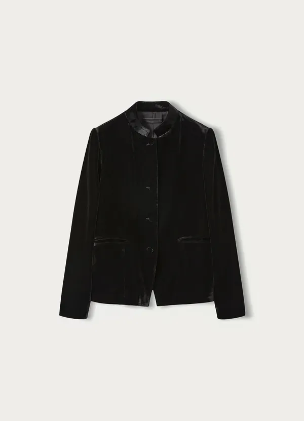 Poche velvet jacket (Deep black)