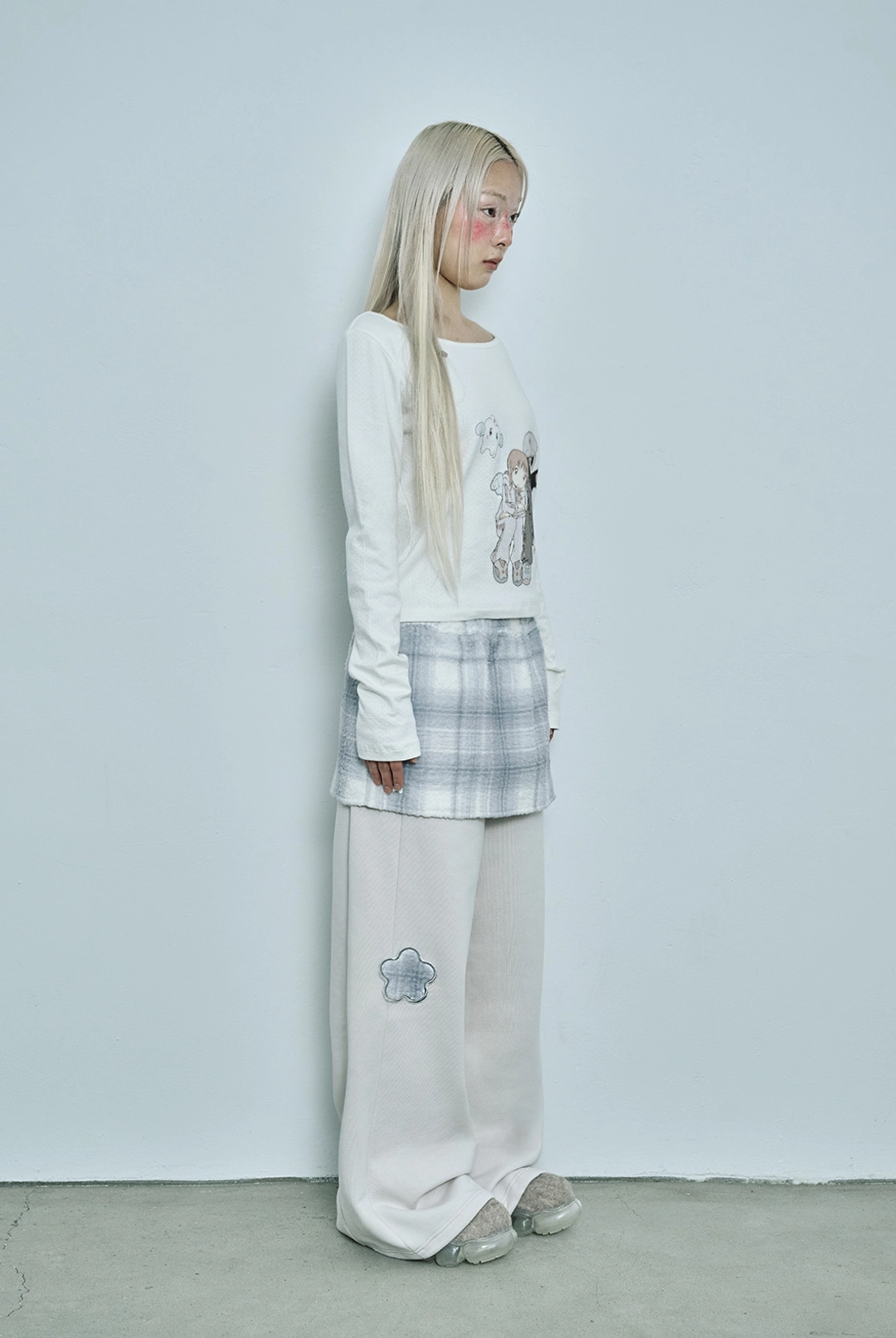 허그유어스킨 HUGYOURSKIN X JUBA printed button top (White) 상품 이미지 3