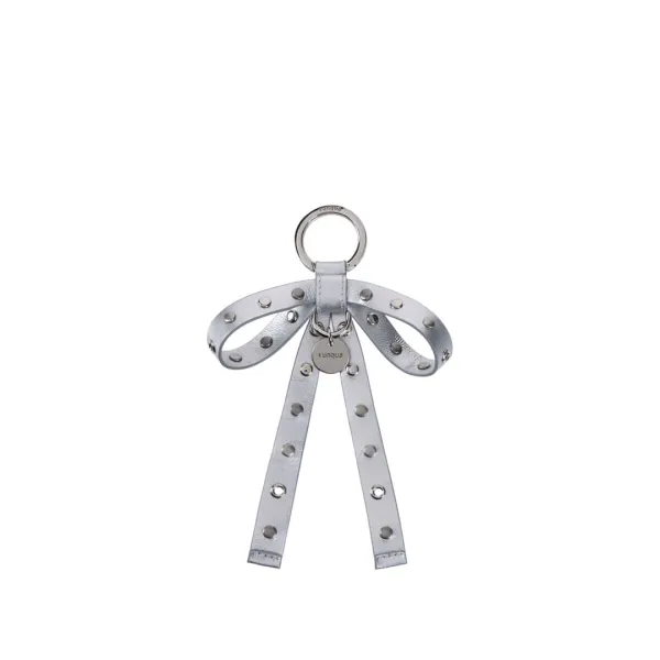 Goth Leather Ribbon Charm (고스 레더 리본 참) Silver