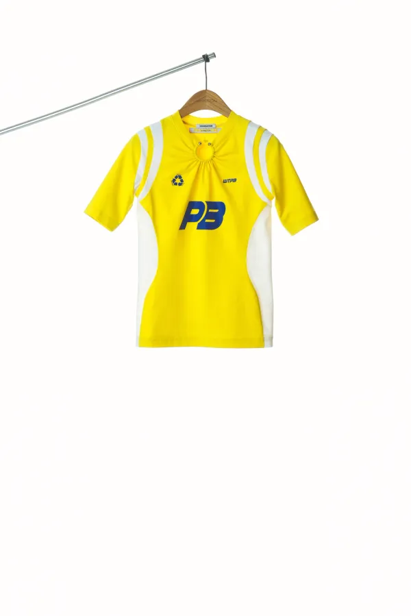 PS23 YELLOW PIERCED NECK DETAIL JERSEY TOP