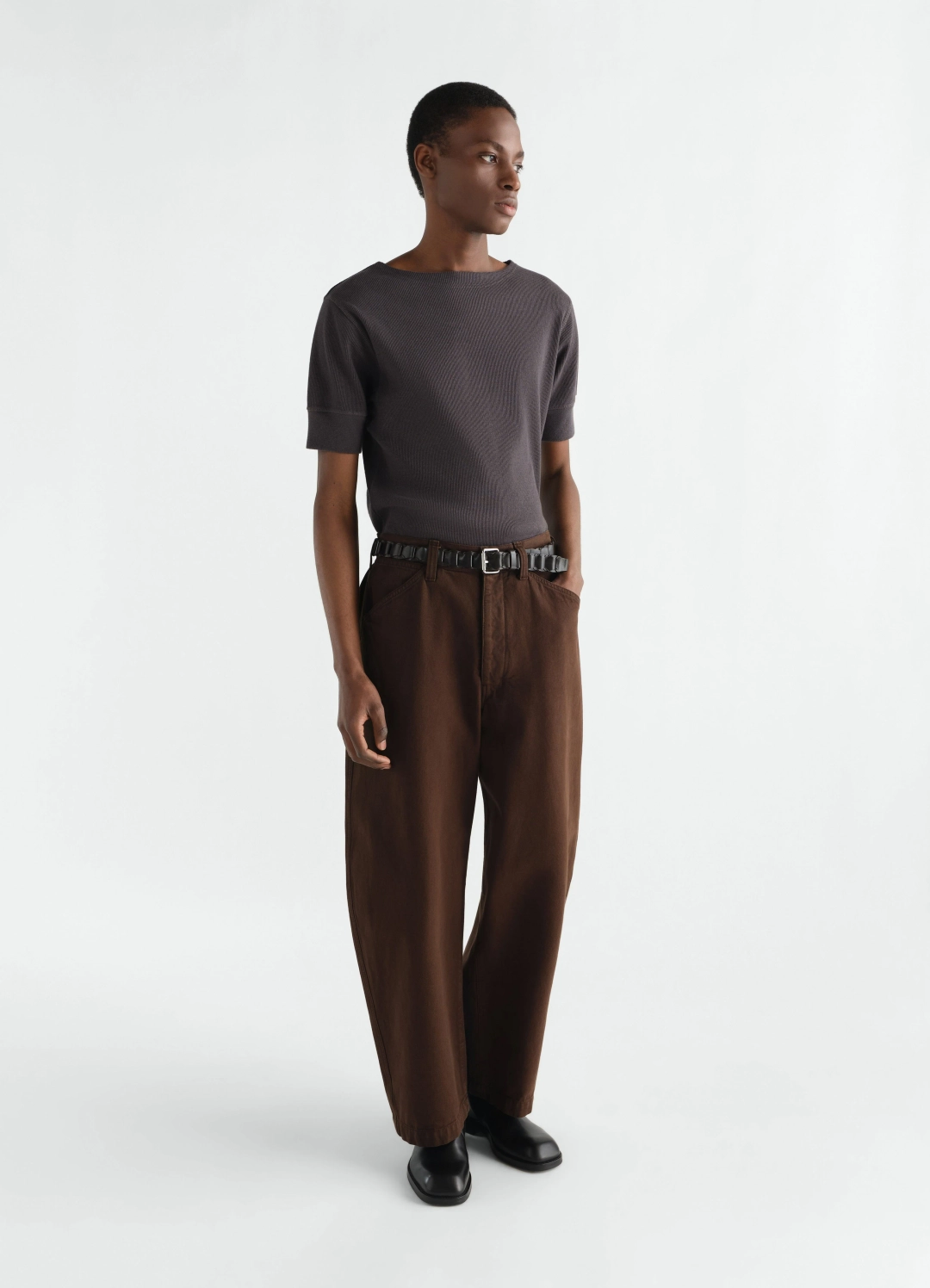 르메르 BOAT-NECK T-SHIRT IN LINEN AND COTTON RIBBED JERSEY 상품 이미지 2