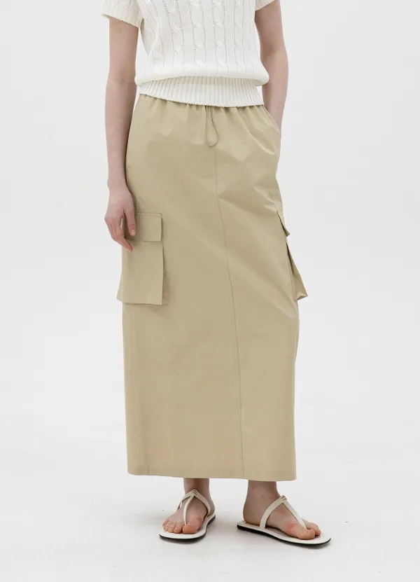 Cargo String Long Skirt - Beige