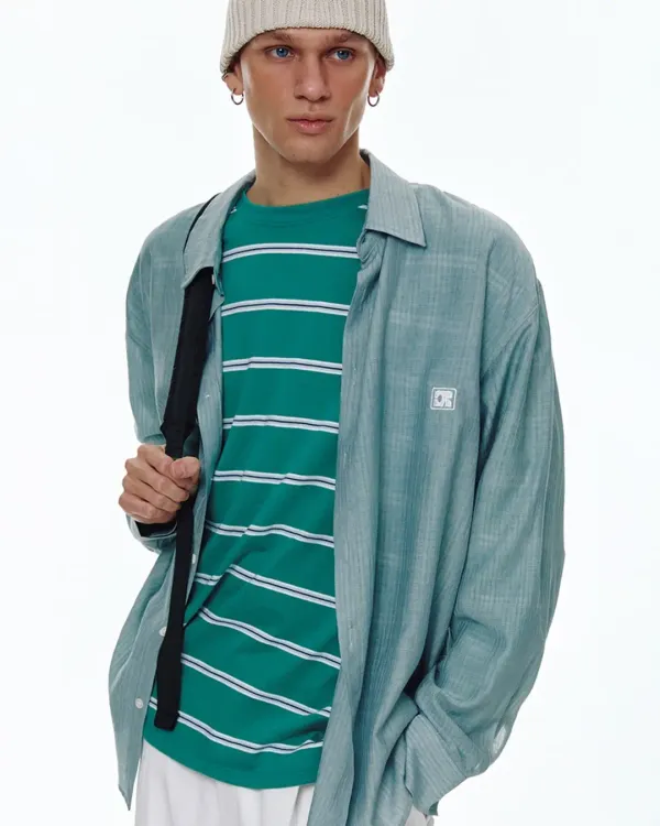 CENTAUR WRINKLE OVER FIT SHIRT_BLUE