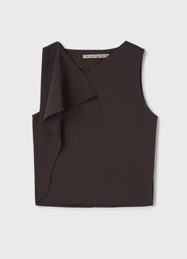 Scarf Tie Sleeveless Blouse / Brown