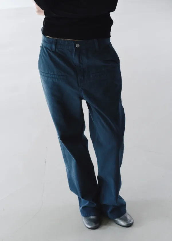 FADED DYED PANTS [TEAL BLUE]