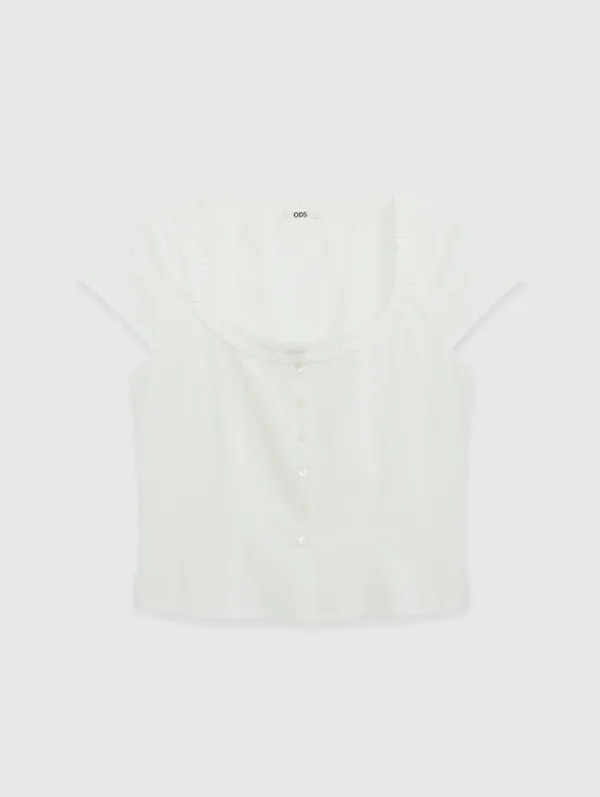 Reed Frill Blouse (Ivory)