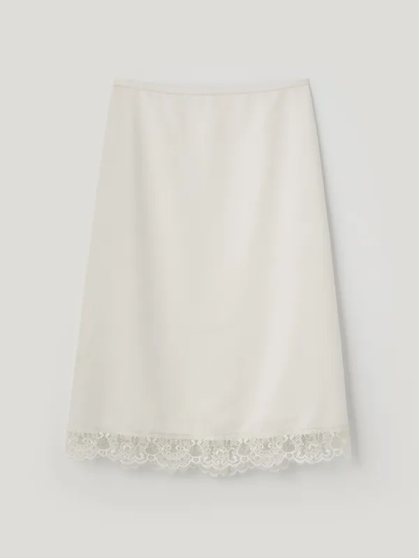 Lace satin skirt - Ivory