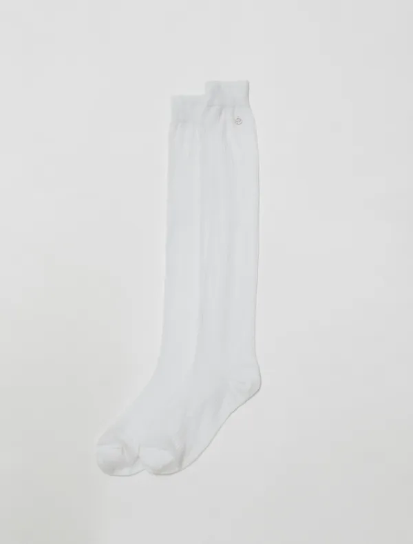 SHEER RIBBED KNEE SOCKS [WHITE]