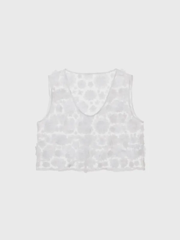 Floral tulle sleeveless top (white)