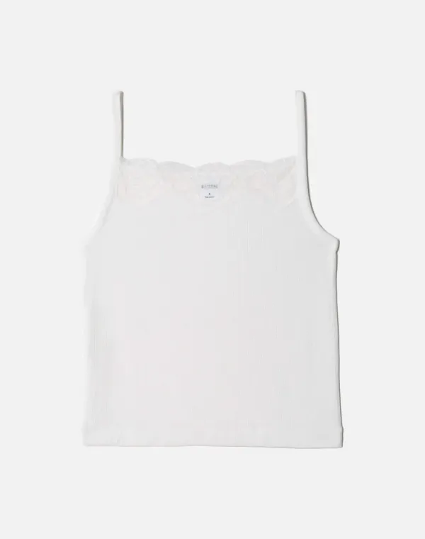 Lace Ribbed Cami - Off White