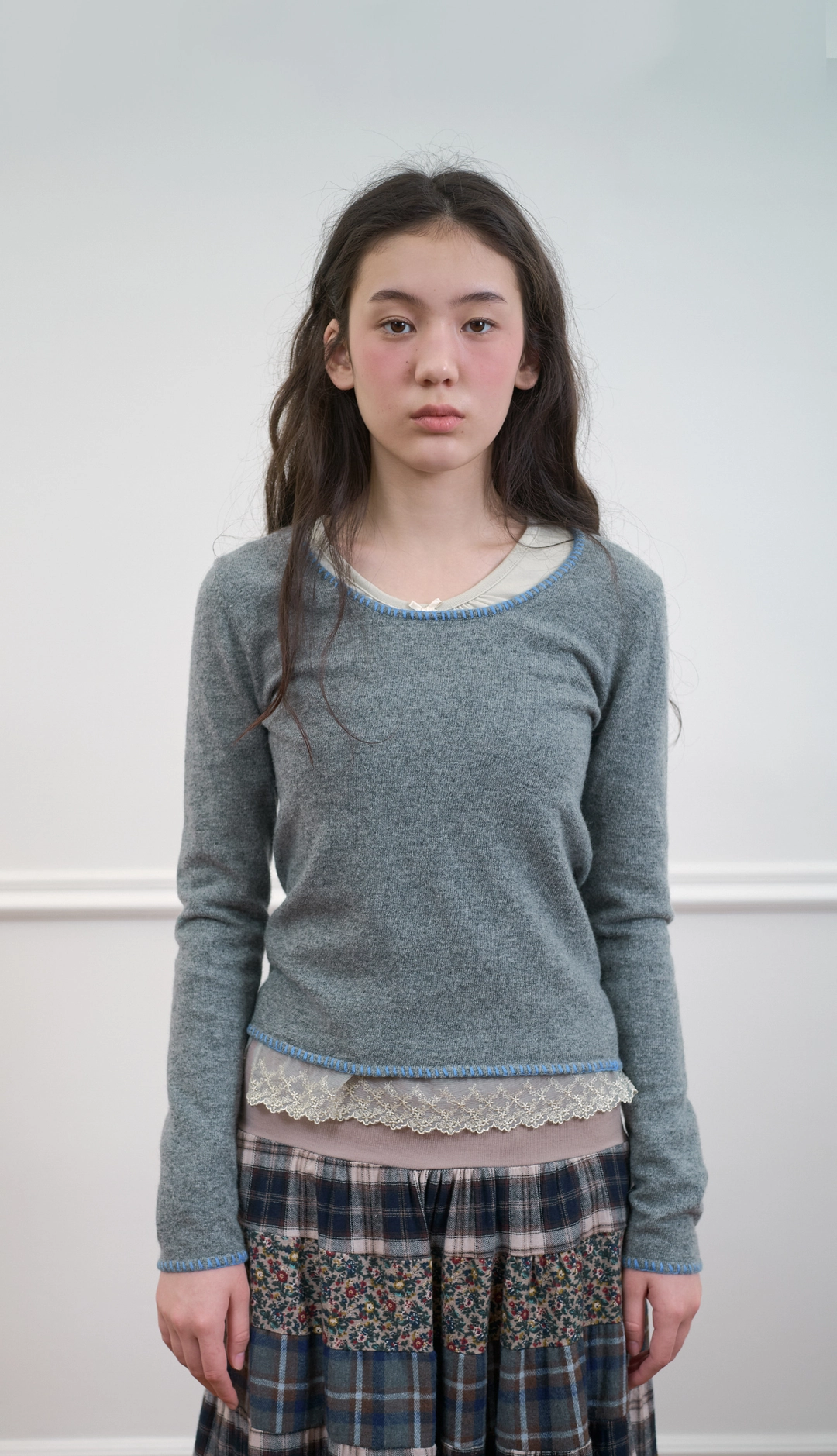 노컨텐츠 266. Stitched Knit _ Grey 상품 이미지 2