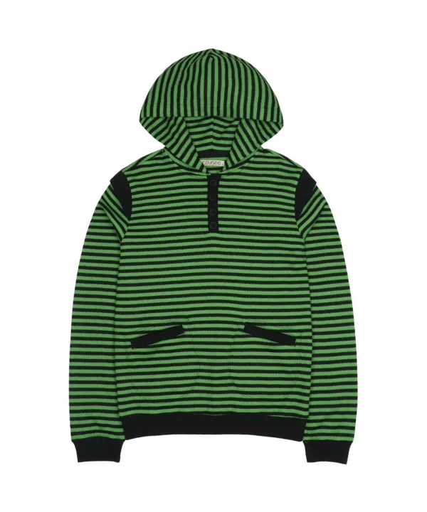 STRIPED FLARED SLEEVE HOODIE GREEN