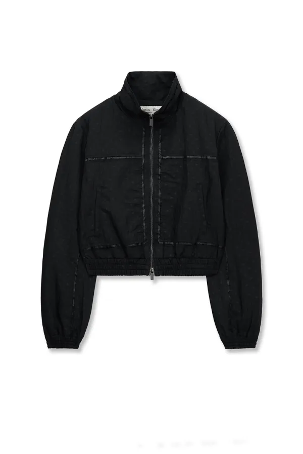 CROPPED EMBROIDERY BACK LOGO JUMPER IN STRONG BLACK