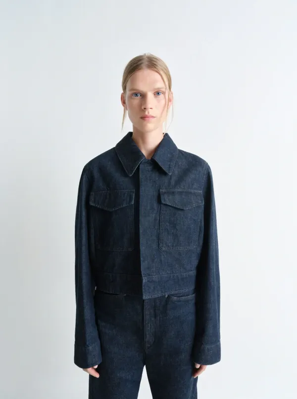 TWO POCKET CROPPED JACKET IN DENIM