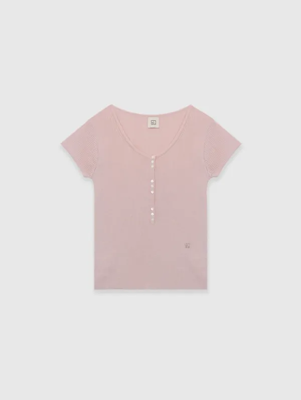 [10th 재입고] Limited Henley Neck Knit  (Dried Pink)