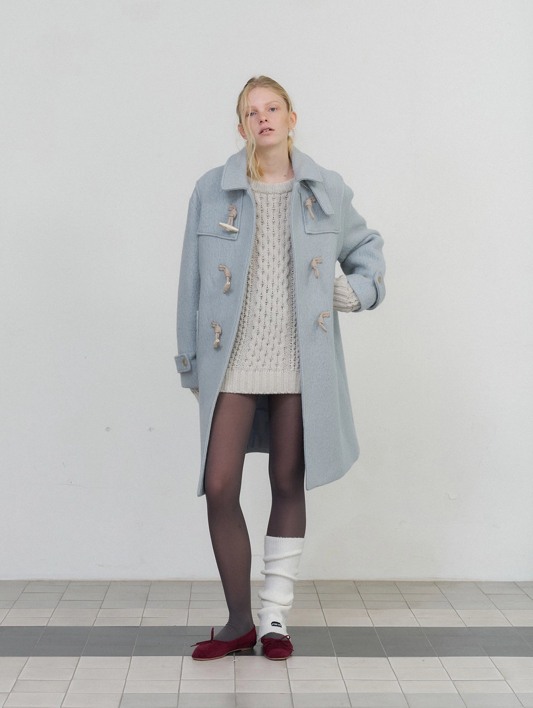 포에토 Gusto alpaca duffle coat - snow blue 상품 이미지 2