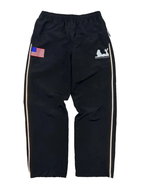 Reflective Piping Nylon Pants Black