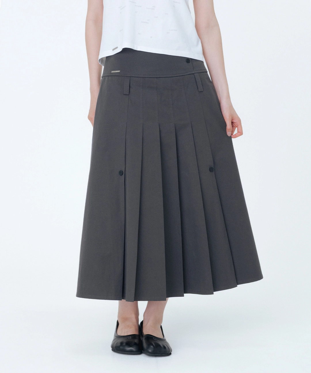 미세키서울 Layered pleats maxi skirt CHARCOAL 상품 이미지 2