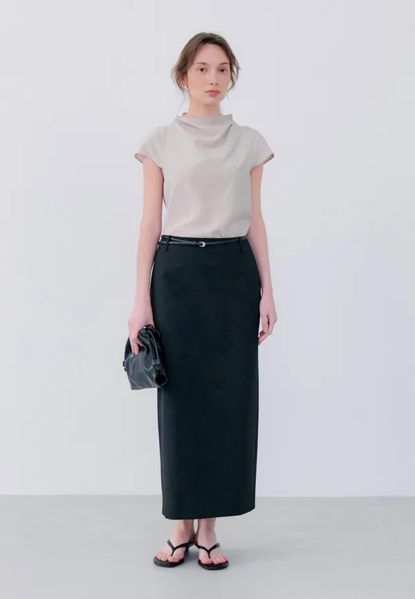 STANDARD FIT SUMMER LONG SKIRT - BLACK