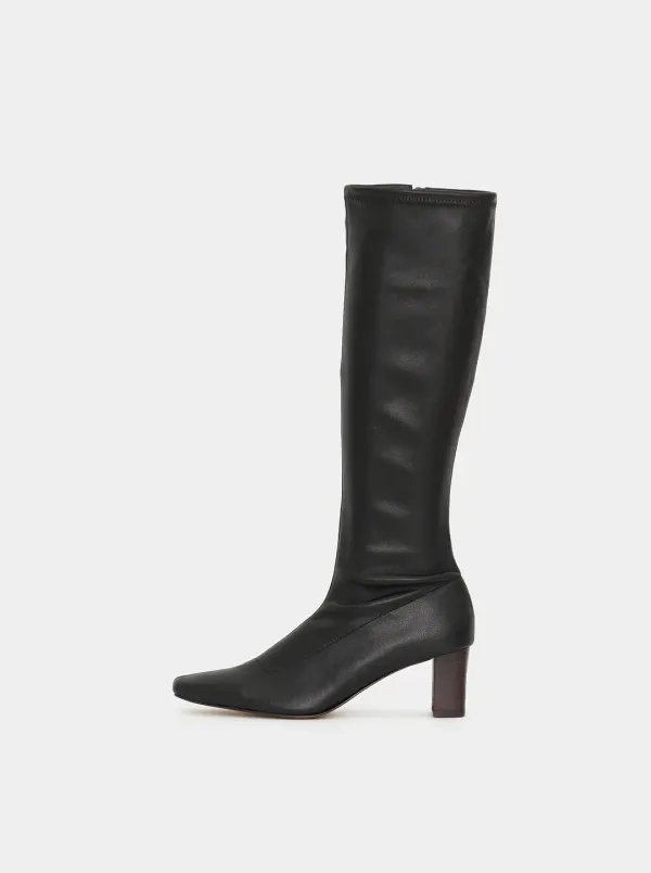 60 leather chunky long boots